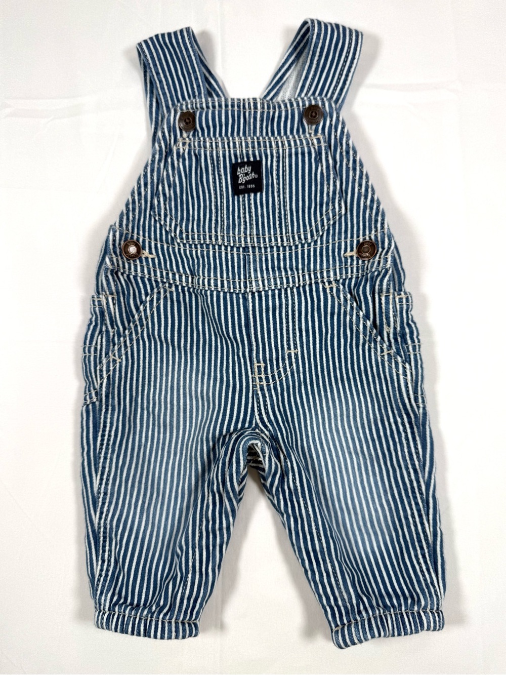 OSHKOSH B’GOSH Baby Boys Engineer Stripe Vestbak Overalls 3M Railroad Retro